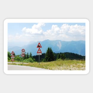 Road Signs at Top of Mountain Sticker